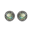 Sterling Silver 925 Earring Embedded With Natural Blue Shell And Marcasite Stones