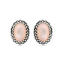 Sterling Silver 925 Earring Embedded With Natural Pink Shell And Marcasite Stones