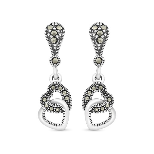 [EAR04MAR00000A162] Sterling Silver 925 Earring Embedded With Marcasite Stones