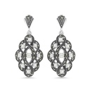 Sterling Silver 925 Earring Embedded With Natural White Shell And Marcasite Stones