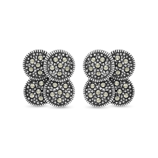 [EAR04MAR00000A167] Sterling Silver 925 Earring Embedded With Marcasite Stones