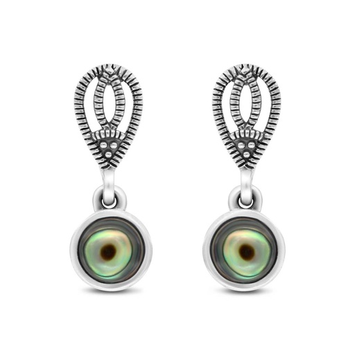 [EAR0400000ABAA385] Sterling Silver 925 Earring Embedded With Natural Blue Shell