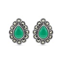 Sterling Silver 925 Earring Embedded With Natural Green Agate And Marcasite Stones