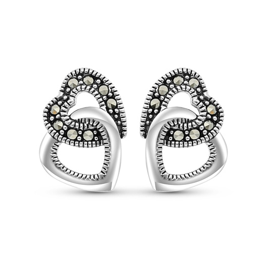[EAR04MAR00000A169] Sterling Silver 925 Earring Embedded With Marcasite Stones