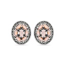 Sterling Silver 925 Earring Embedded With Natural Pink Shell And Marcasite Stones