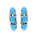 Sterling Silver 925 Earring Embedded With Natural Processed Turquoise And Marcasite Stones