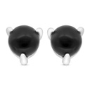 Sterling Silver 925 Earring Embedded With Natural Black Agate And Marcasite Stones