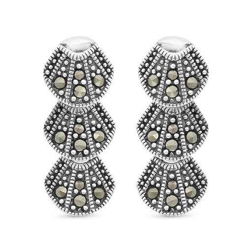[EAR04MAR00000A171] Sterling Silver 925 Earring Embedded With Marcasite Stones