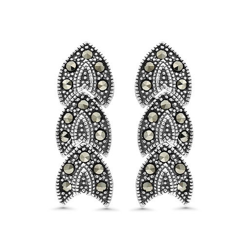 [EAR04MAR00000A172] Sterling Silver 925 Earring Embedded With Marcasite Stones