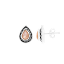 Sterling Silver 925 Earring Embedded With Natural Pink Shell And Marcasite Stones