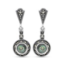 Sterling Silver 925 Earring Embedded With Natural Blue Shell And Marcasite Stones