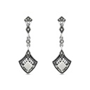 Sterling Silver 925 Earring Embedded With Natural White Shell And Marcasite Stones