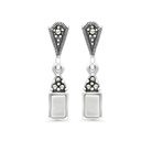 Sterling Silver 925 Earring Embedded With Natural White Shell And Marcasite Stones