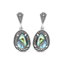 Sterling Silver 925 Earring Embedded With Natural Blue Shell And Marcasite Stones