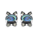 Sterling Silver 925 Earring Embedded With Natural Blue Shell And Marcasite Stones