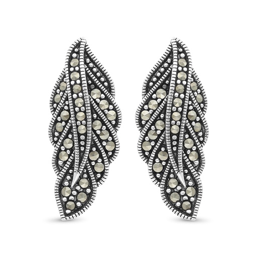 [EAR04MAR00000A181] Sterling Silver 925 Earring Embedded With Marcasite Stones