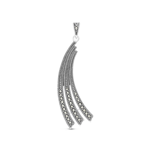 [PND04MAR00000A161] Sterling Silver 925 Pendant Embedded With Marcasite Stones