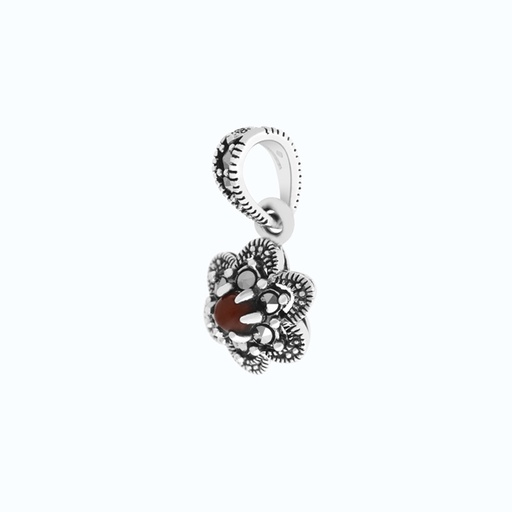 [PND04MAR00TRQA546] Sterling Silver 925 Pendant Embedded With Natural Processed Turquoise And Marcasite Stones