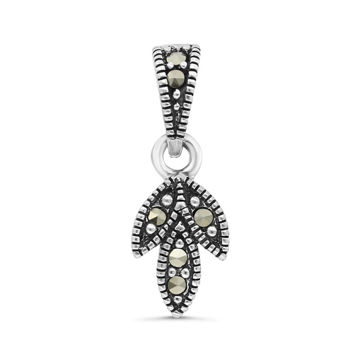 [PND04MAR00000A196] Sterling Silver 925 Pendant Embedded With Marcasite Stones
