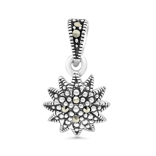 [PND04MAR00000A155] Sterling Silver 925 Pendant Embedded With Marcasite Stones