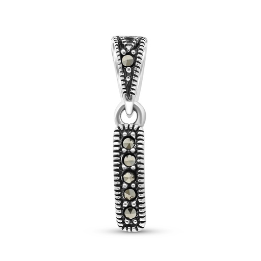 [PND04MAR00000A156] Sterling Silver 925 Pendant Embedded With Marcasite Stones