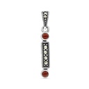 Sterling Silver 925 Pendant Embedded With Natural Aqiq And Marcasite Stones