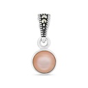 Sterling Silver 925 Pendant Embedded With Natural Pink Shell And Marcasite Stones