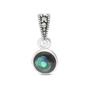 Sterling Silver 925 Pendant Embedded With Natural Blue Shell And Marcasite Stones