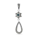 Sterling Silver 925 Pendant Embedded With Natural Blue Shell And Marcasite Stones