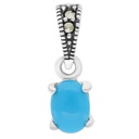 Sterling Silver 925 Pendant Embedded With Natural Processed Turquoise And Marcasite Stones