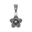 Sterling Silver 925 Pendant Embedded With Natural Blue Shell And Marcasite Stones