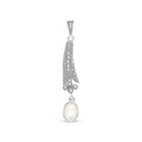 Sterling Silver 925 Pendant Embedded With Natural White Shell And Marcasite Stones