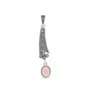 Sterling Silver 925 Pendant Embedded With Natural Pink Shell And Marcasite Stones