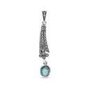 Sterling Silver 925 Pendant Embedded With Natural Blue Shell And Marcasite Stones