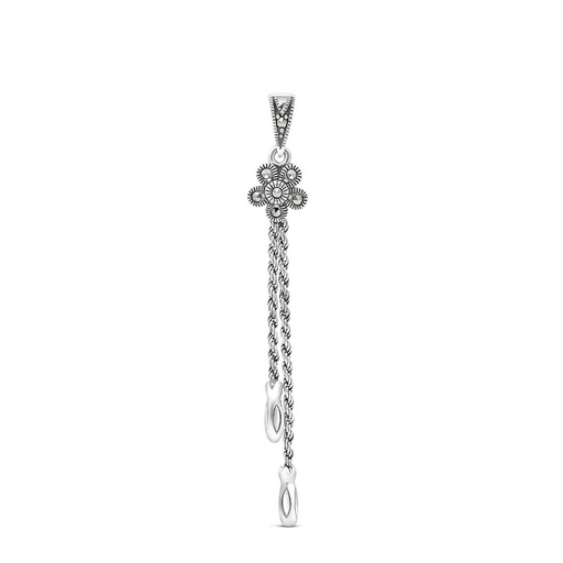 [PND04MAR00000A167] Sterling Silver 925 Pendant Embedded With Marcasite Stones