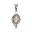 Sterling Silver 925 Pendant Embedded With Natural Pink Shell And Marcasite Stones