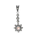 Sterling Silver 925 Pendant Embedded With Natural Pink Shell And Marcasite Stones