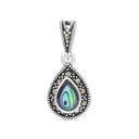 Sterling Silver 925 Pendant Embedded With Natural Blue Shell And Marcasite Stones