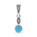 Sterling Silver 925 Pendant Embedded With Natural Processed Turquoise And Marcasite Stones