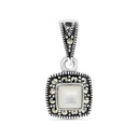 Sterling Silver 925 Pendant Embedded With Natural White Shell And Marcasite Stones