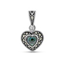 Sterling Silver 925 Pendant Embedded With Natural Blue Shell And Marcasite Stones