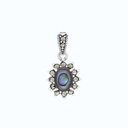 Sterling Silver 925 Pendant Embedded With Natural Blue Shell And Marcasite Stones