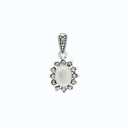 Sterling Silver 925 Pendant Embedded With Natural White Shell And Marcasite Stones