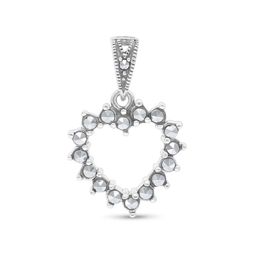 [PND04MAR00000A163] Sterling Silver 925 Pendant Embedded With Marcasite Stones