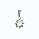 Sterling Silver 925 Pendant Embedded With Natural White Shell And Marcasite Stones