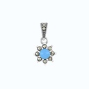 Sterling Silver 925 Pendant Embedded With Natural Processed Turquoise And Marcasite Stones