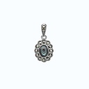 Sterling Silver 925 Pendant Embedded With Natural Blue Shell And Marcasite Stones