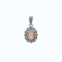 Sterling Silver 925 Pendant Embedded With Natural Pink Shell And Marcasite Stones