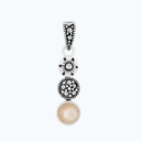 Sterling Silver 925 Pendant Embedded With Natural Pink Shell And Marcasite Stones