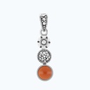 Sterling Silver 925 Pendant Embedded With Natural Aqiq And Marcasite Stones